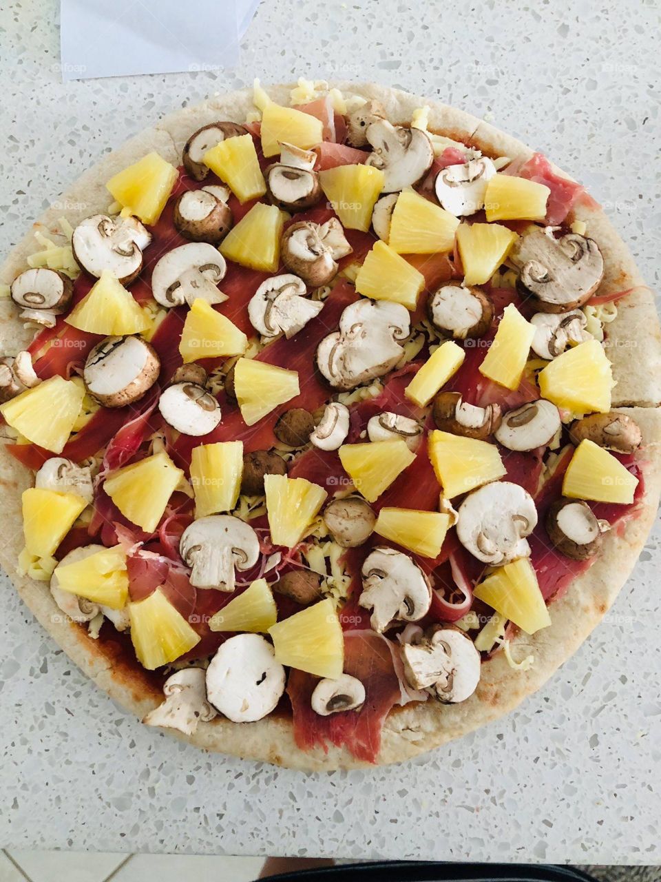 Tasty -pizza mushroom with pineapple ...etc
