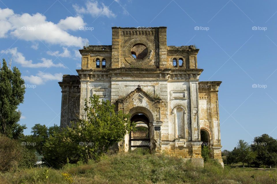 Ruins of the Catholic Cathedral of the Holy Trinity. Odessa region, Ukraine.