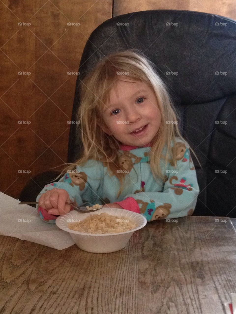 Ava eating the Rice Krispies! 