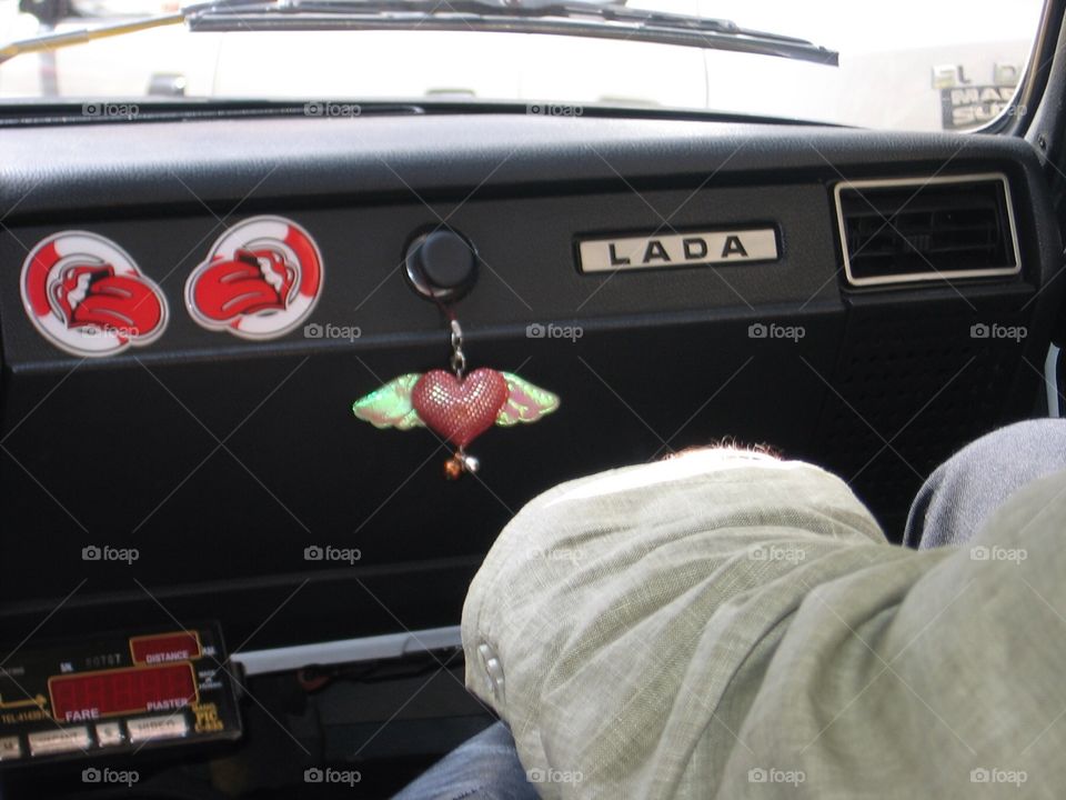 Automobile . View From the Inside of a Lada