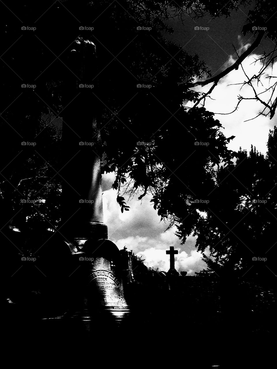 Cemetery, black and white, death