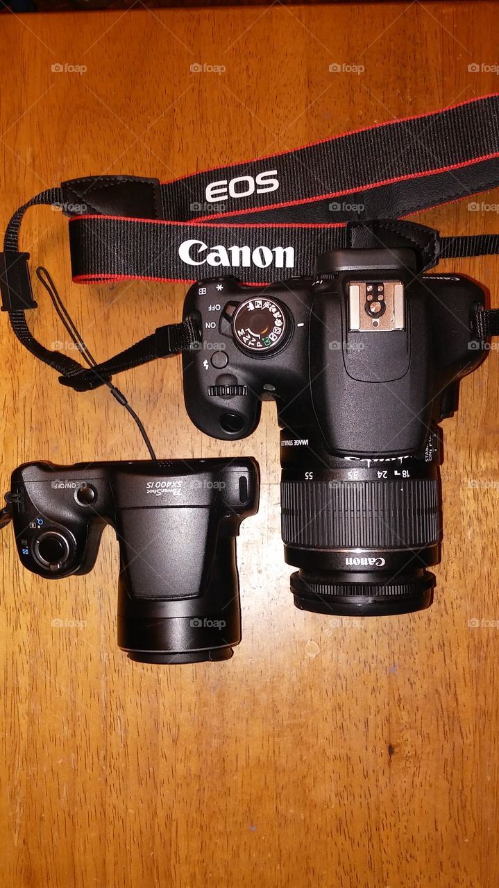 my cameras, a  Canon PowerShot and a Canon T5 taken with an LG G phone