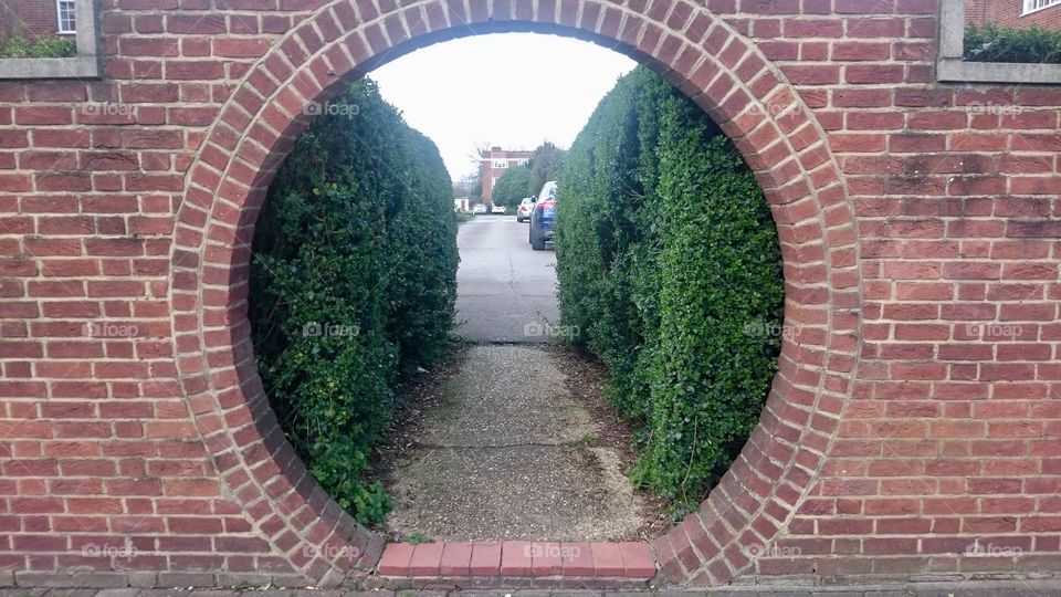 Rounded pedestrian access to flats off of Ballards Lane, Finchley, London
