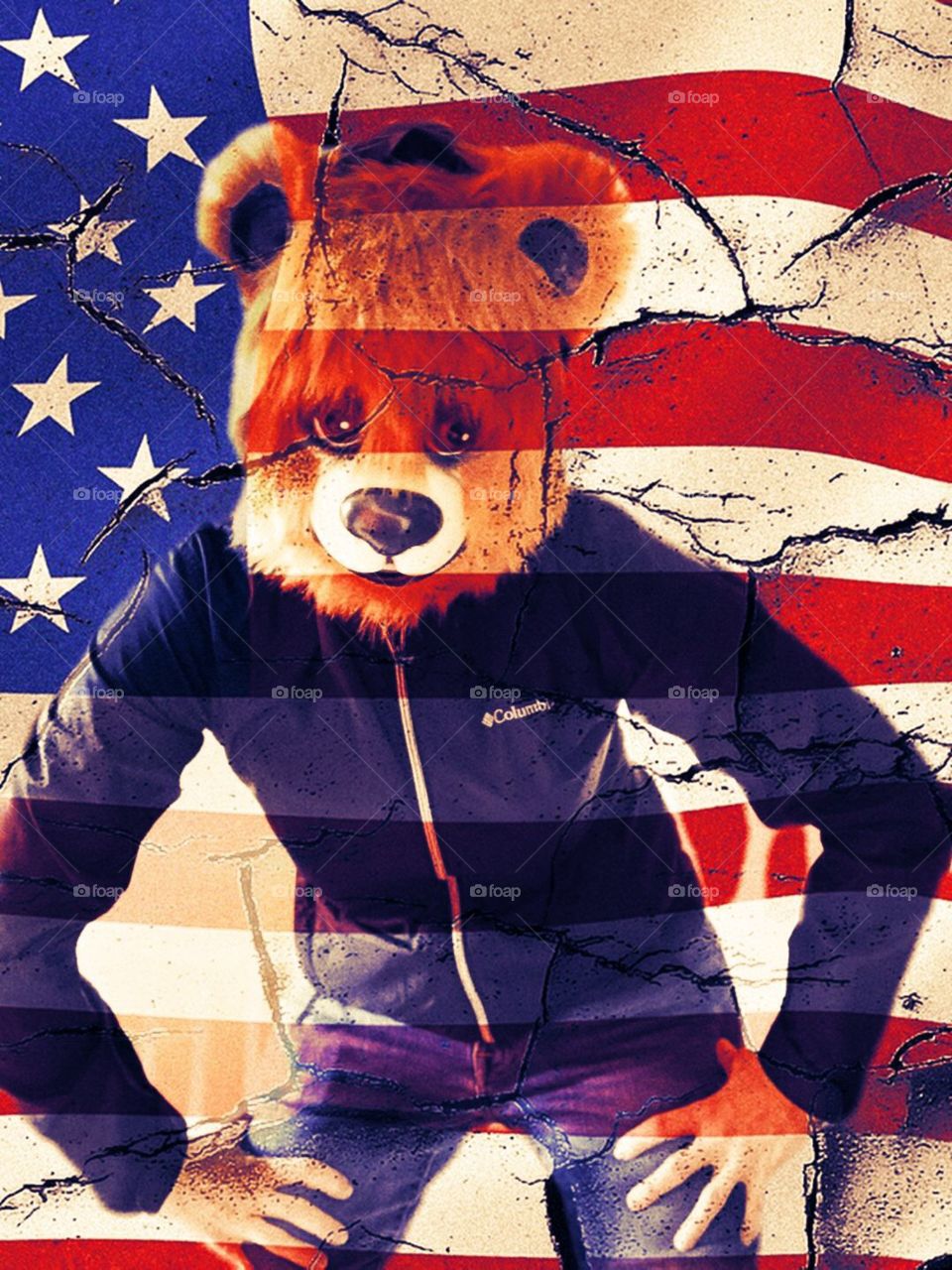 American Flag With Bear, Bear Pride, Fourth Of July Celebration, Bear Celebrates Fourth Of July, Independence Day