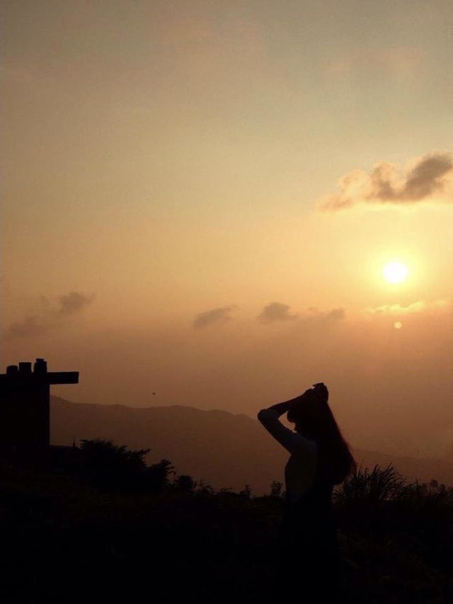 Girl under the goden sunset