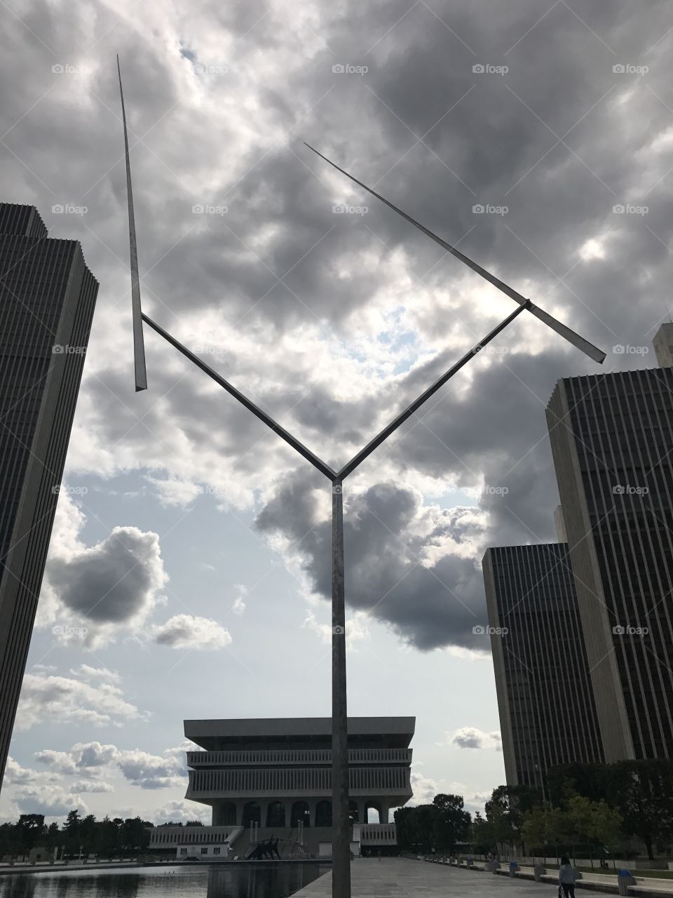 George Rickey - Two Lines Oblique, 1968-1971. Stainless steel. Located on Empire State plaza, Albany NY