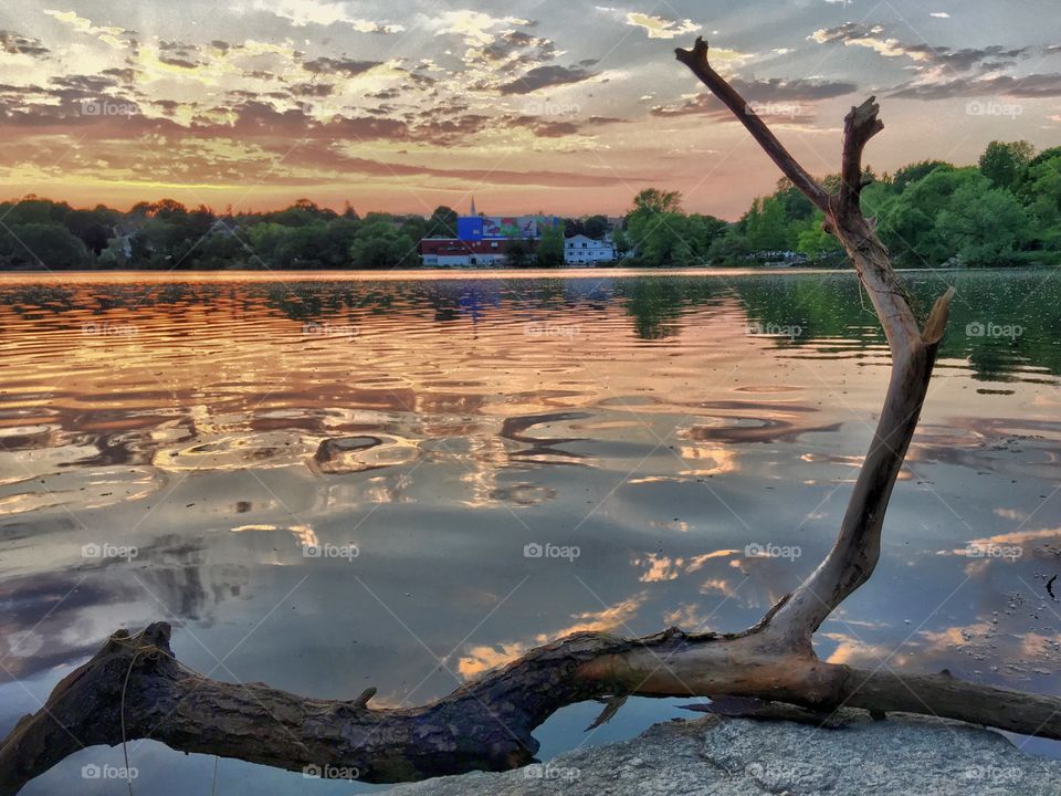 Dramatic sky against lake