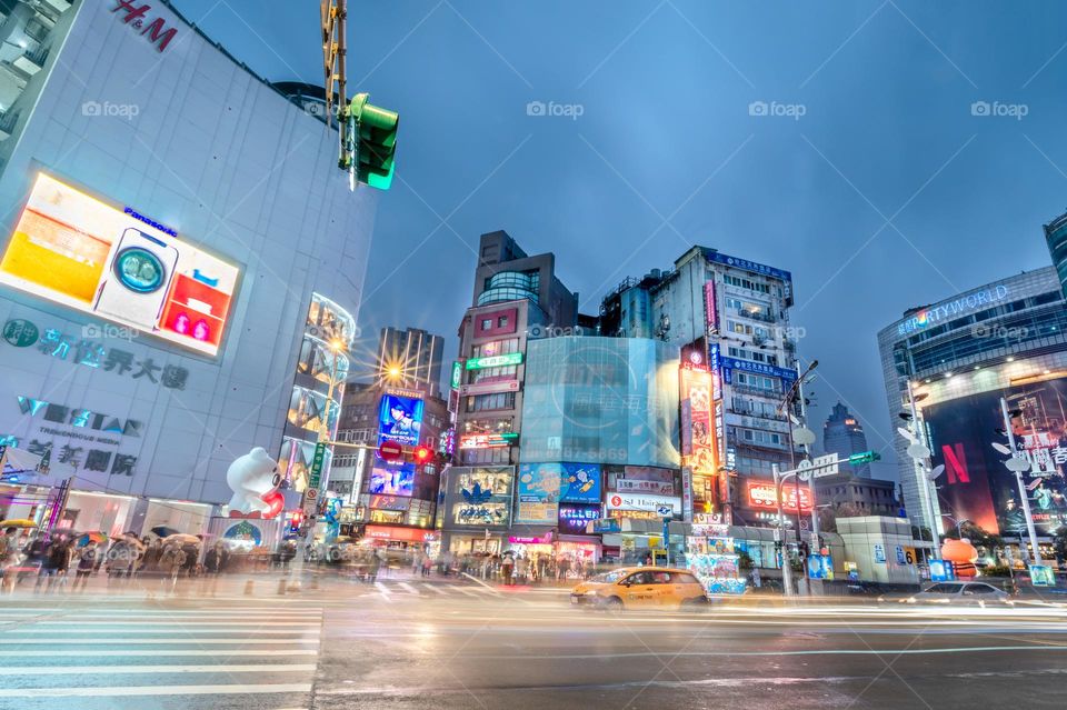 Shopping center in Taipei night market street