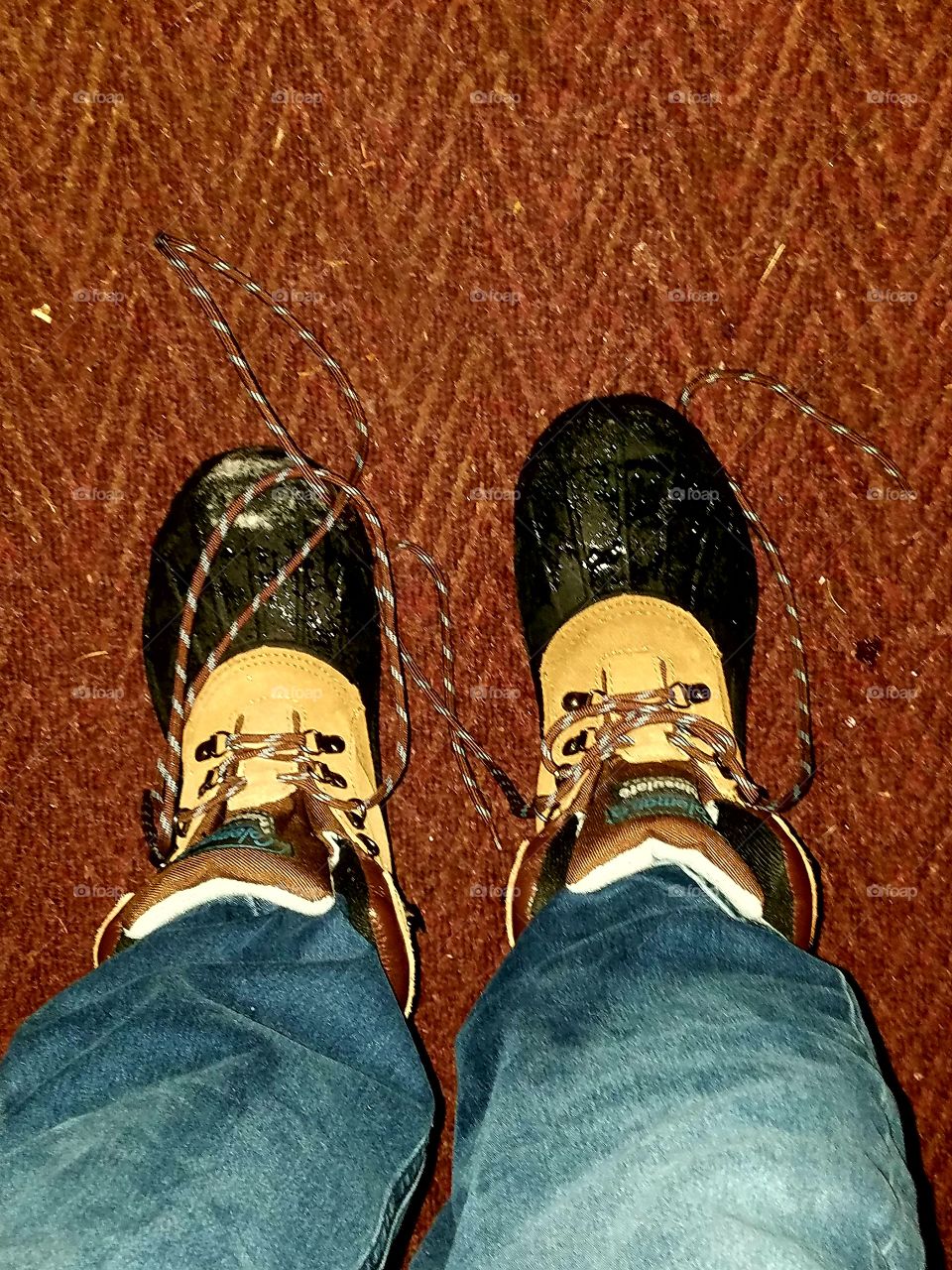 Ahh time to take Boots off, snow still on toes but laces undone.