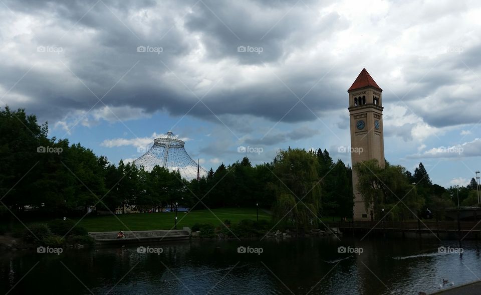Riverfront park clouds. Cool walks through the park