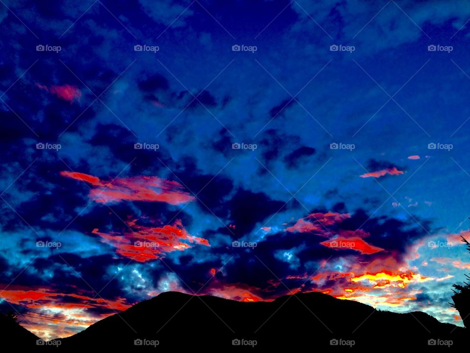 Sunset reflection on the clouds 