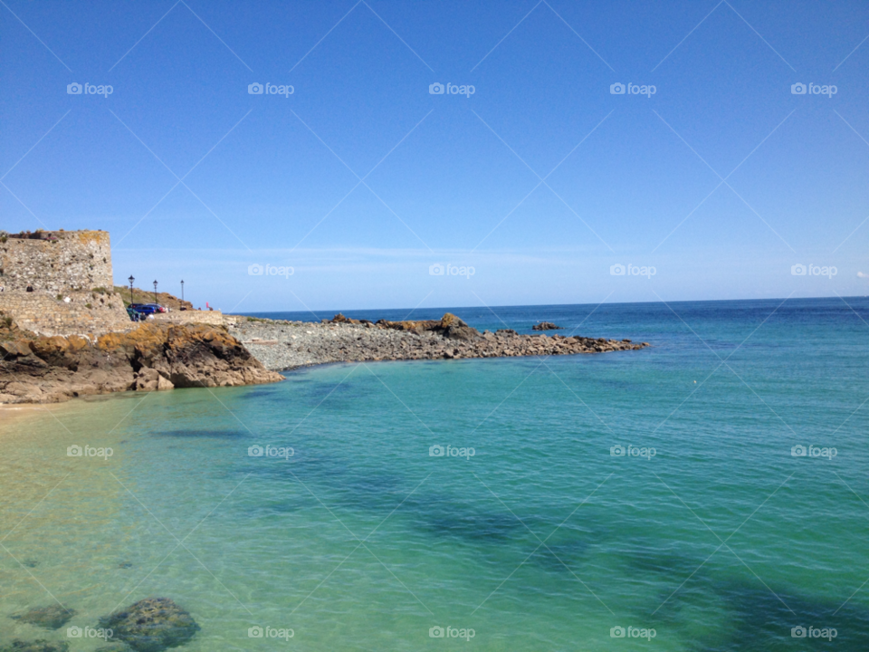 st ives cornwall sea coastline rock by Mart33