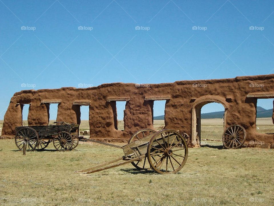 Carts and ruins at Fort Union 