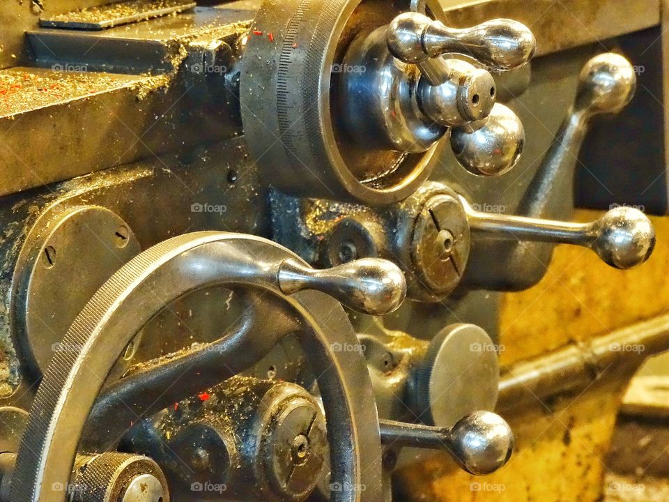 Steelworking Equipment. Metal Lathe In A Machine Shop
