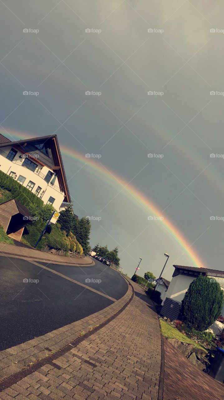 Wonderful double rainbow in the mountains / Winterberg - Germany 