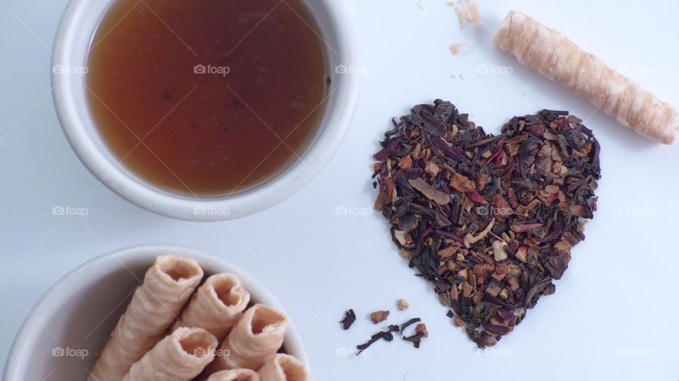 Heart made with tea herbs