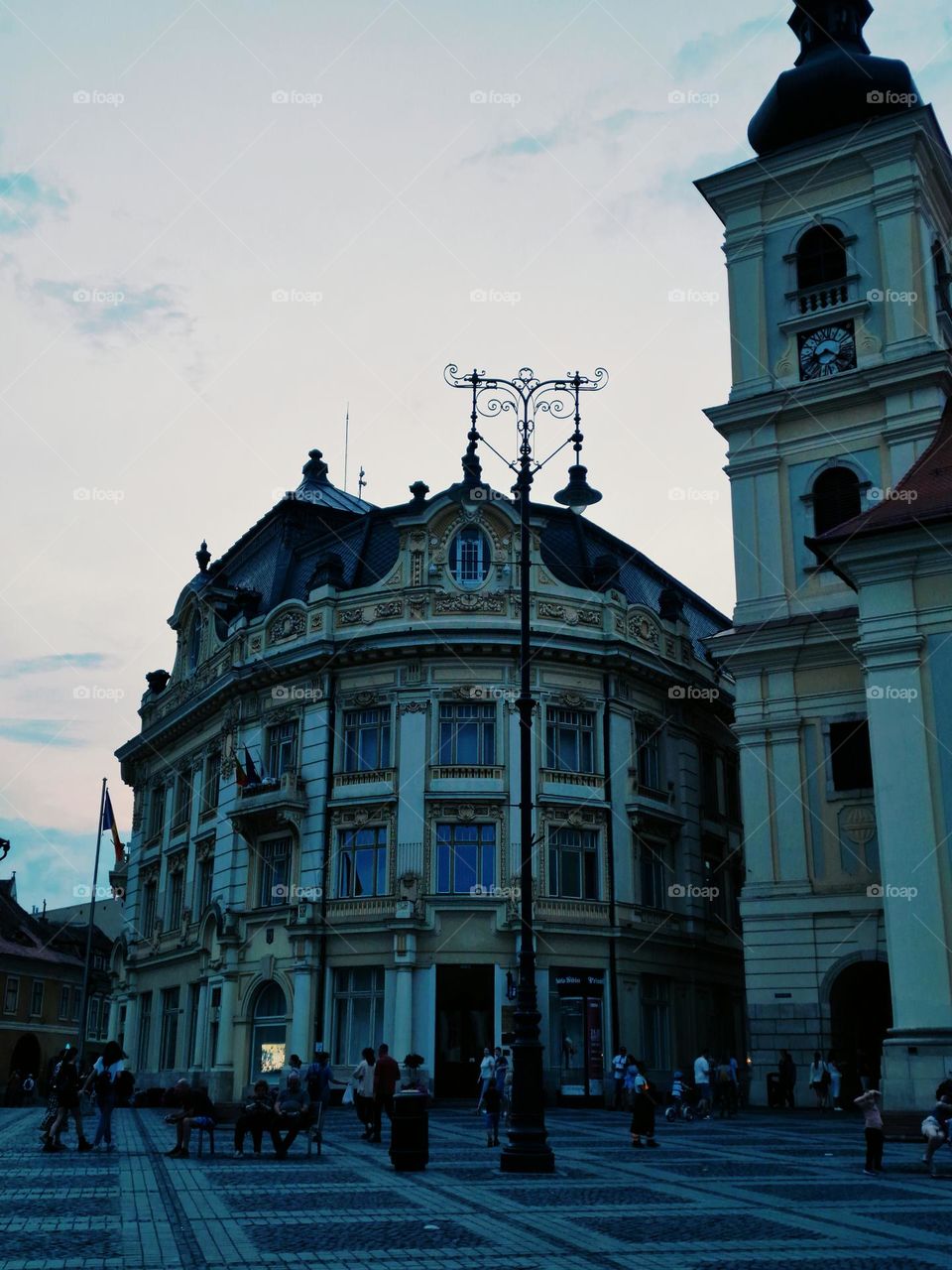 walk in the center of the city of Sibiu, Romania