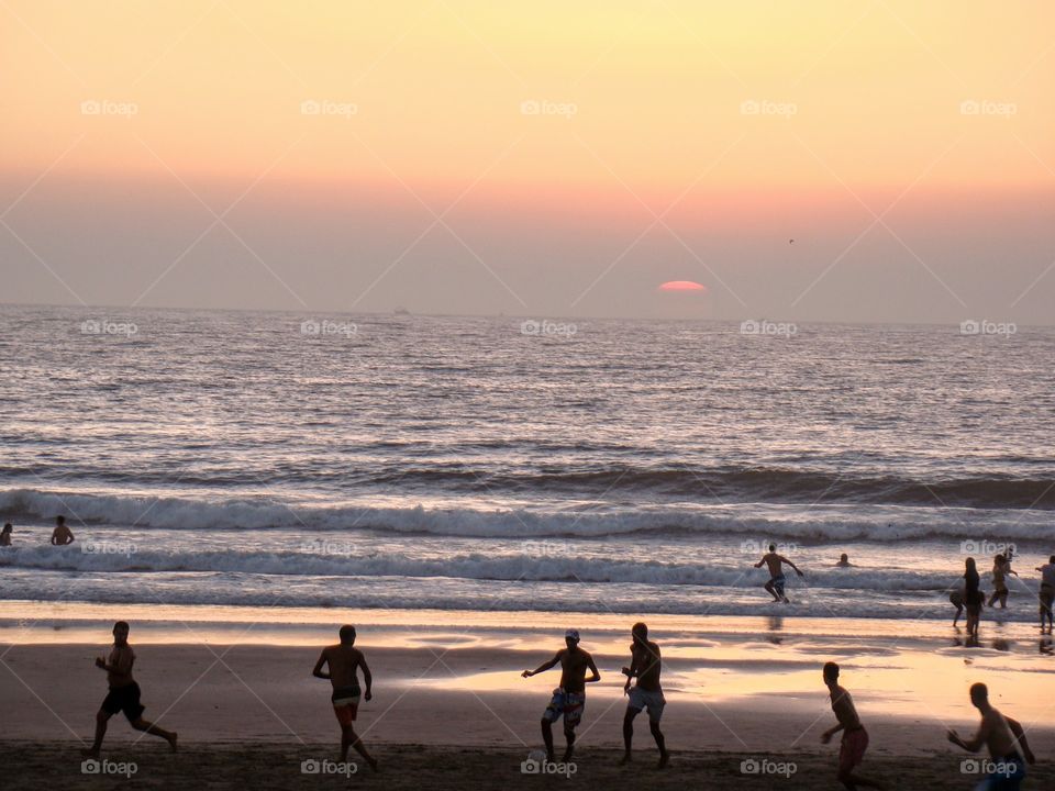 Play football at sunset on the Atlantic Ocean, Agadir, Morocco🌅⚽