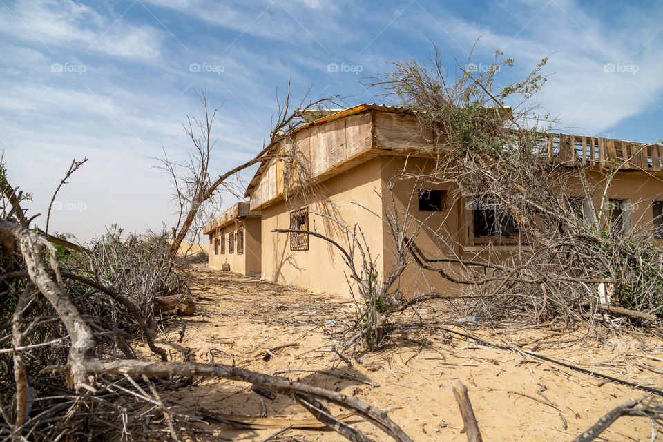 Abandoned old school building in the desert