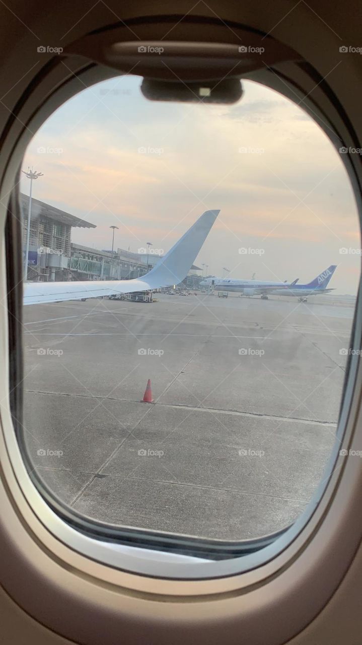 looking out of an aircraft window
