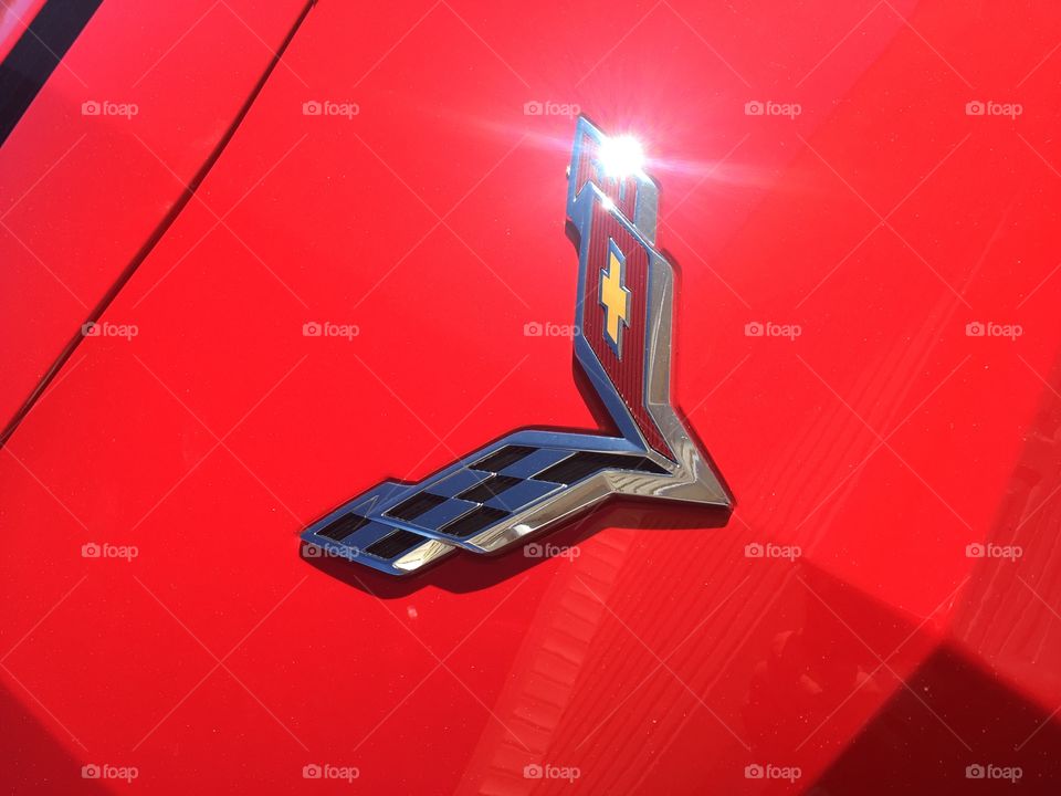 Sunlight car emblem reflection