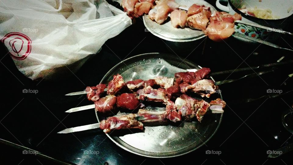 kebab meat preperation