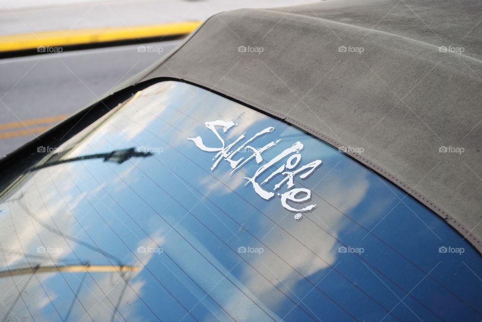 Salt Life sticker on a car window in Key West, Fl