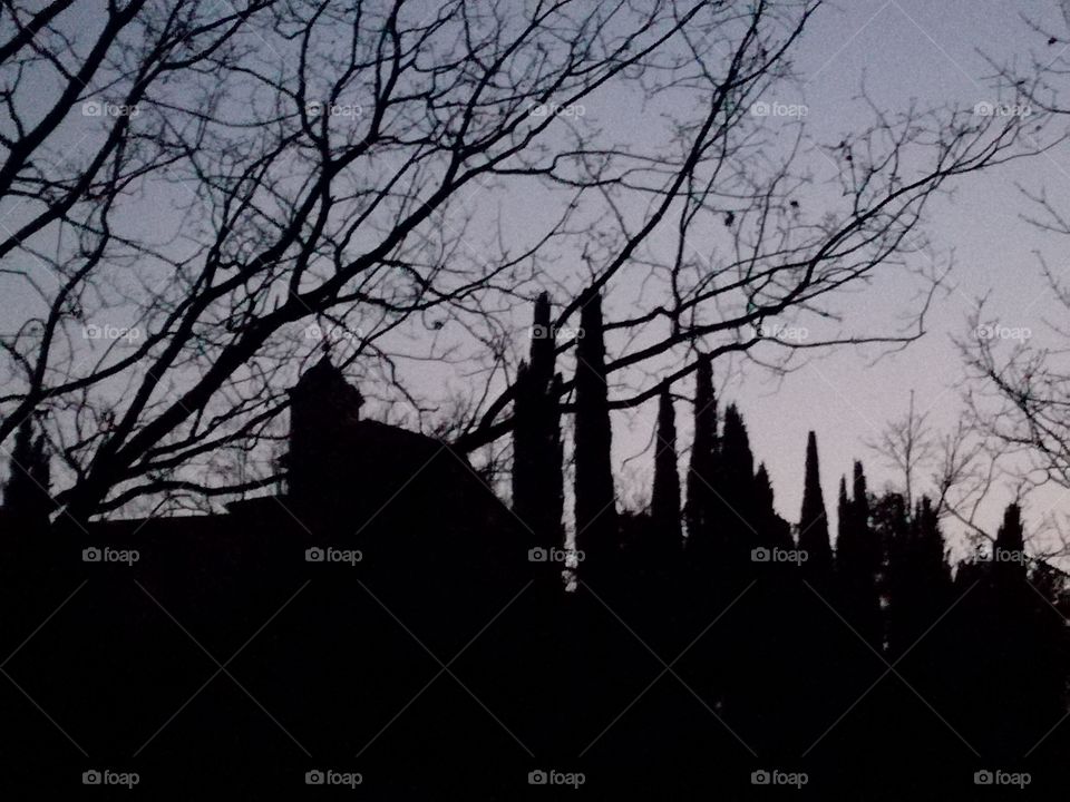 Sunset. Magic full moon evening