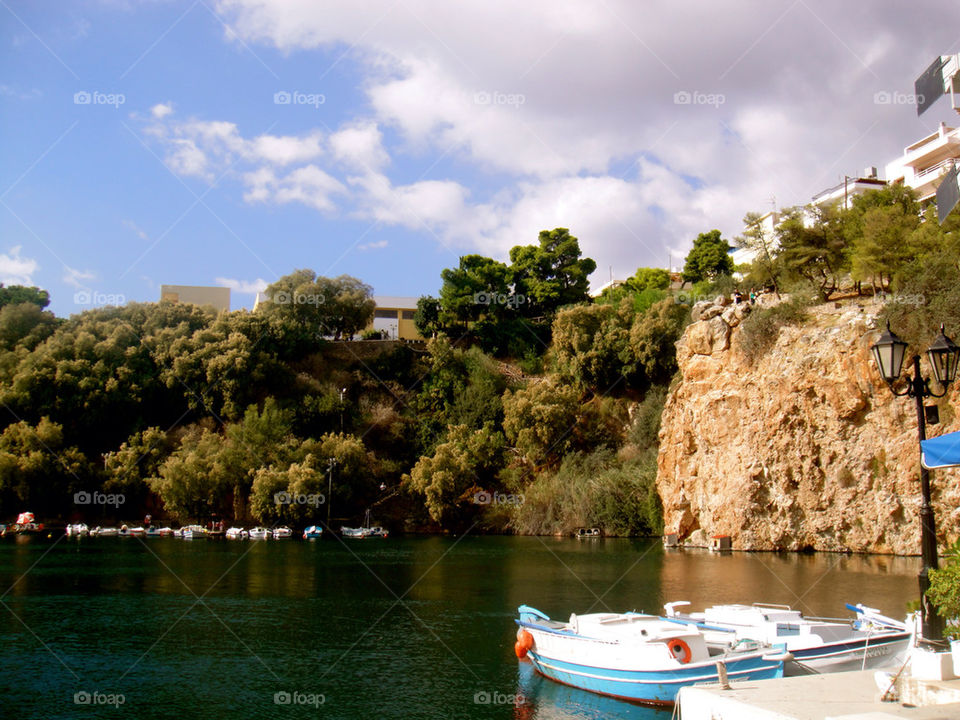 sky blue lake cliff by k_thalia