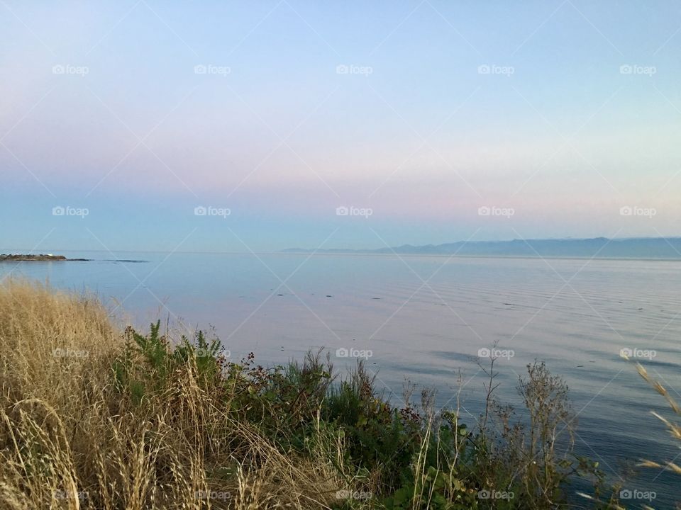 Pink sky reflecting into the ocean