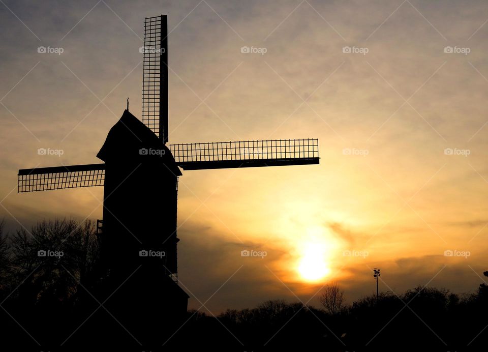 windmill in sunset