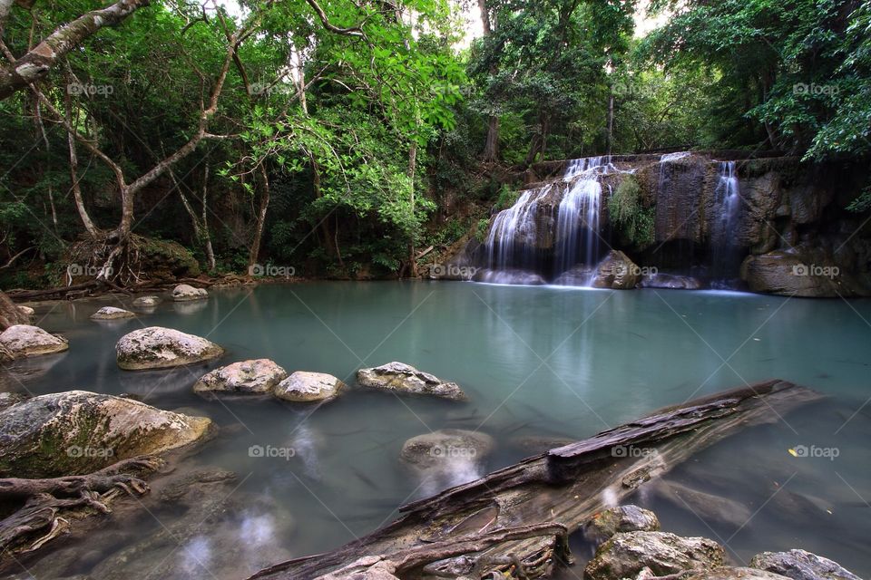Scenic view of waterfall
