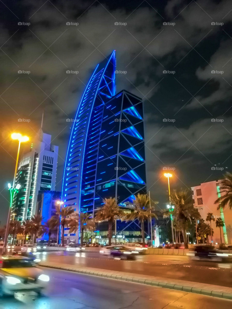 Downtown Riyadh, King Fahd Road at night