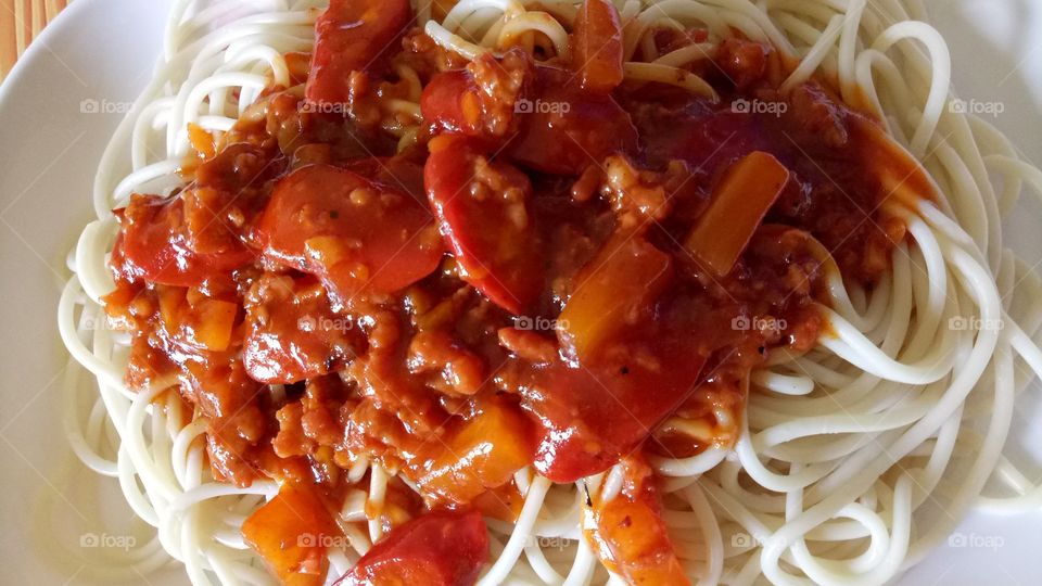 Homemade sweet filipino style spaghetti