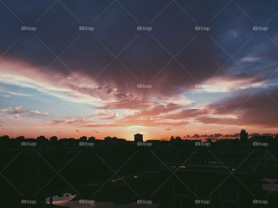 Sunset from a rooftop