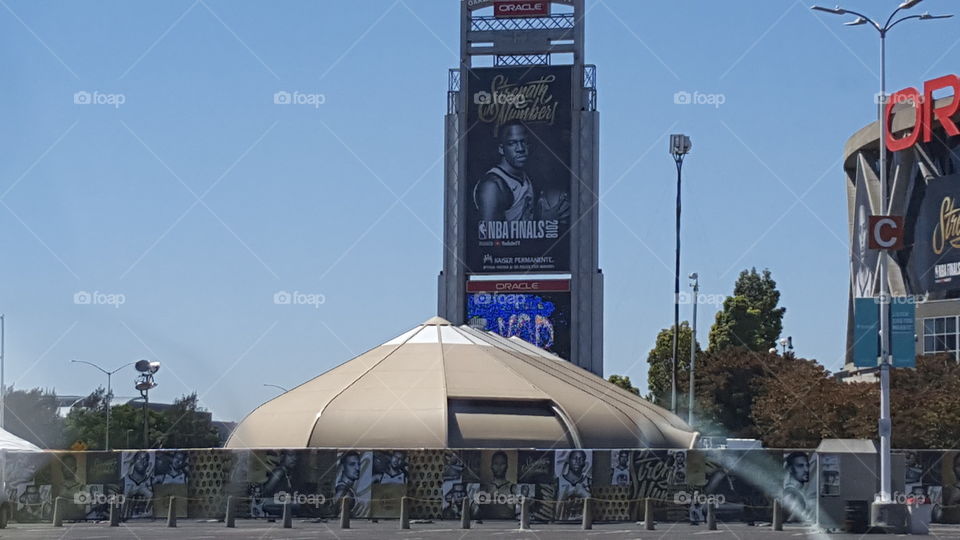 Outside Oracle Arena and Coliseum at Oakland Coliseum Complex in Oakland