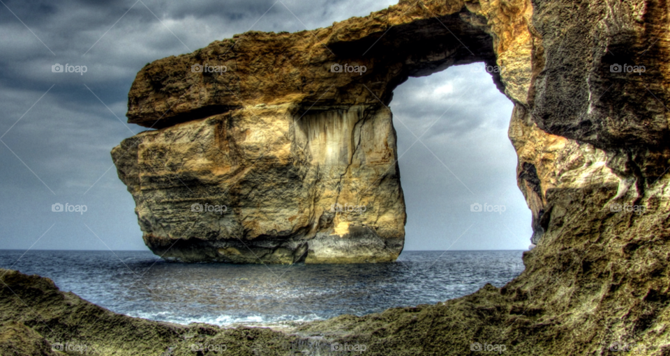 window sea rocks malta by manuelcutajar