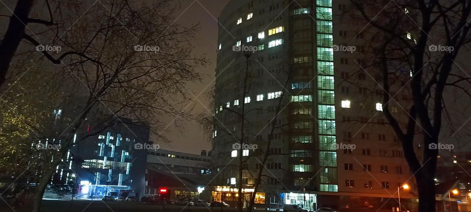 beautiful night windows light street view