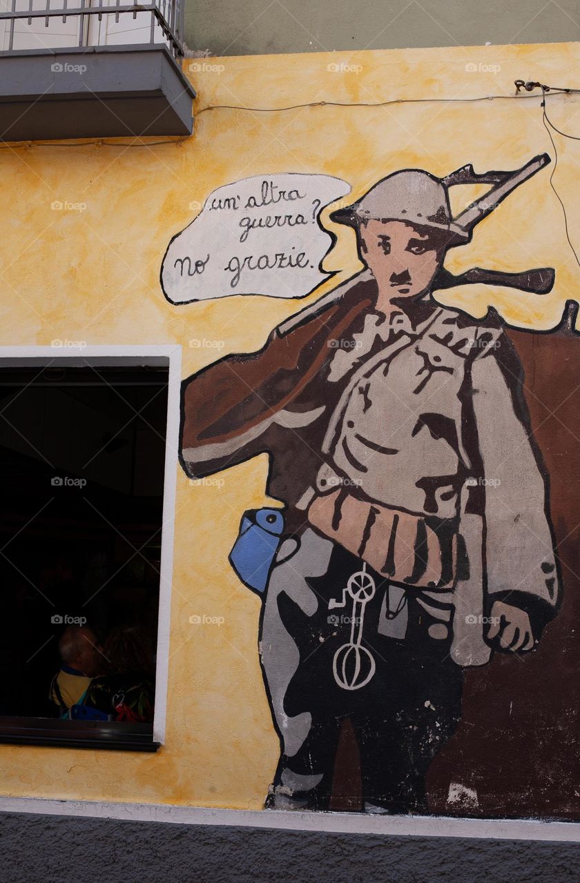 An antiwar mural painting in Orgosolo - Sardinia