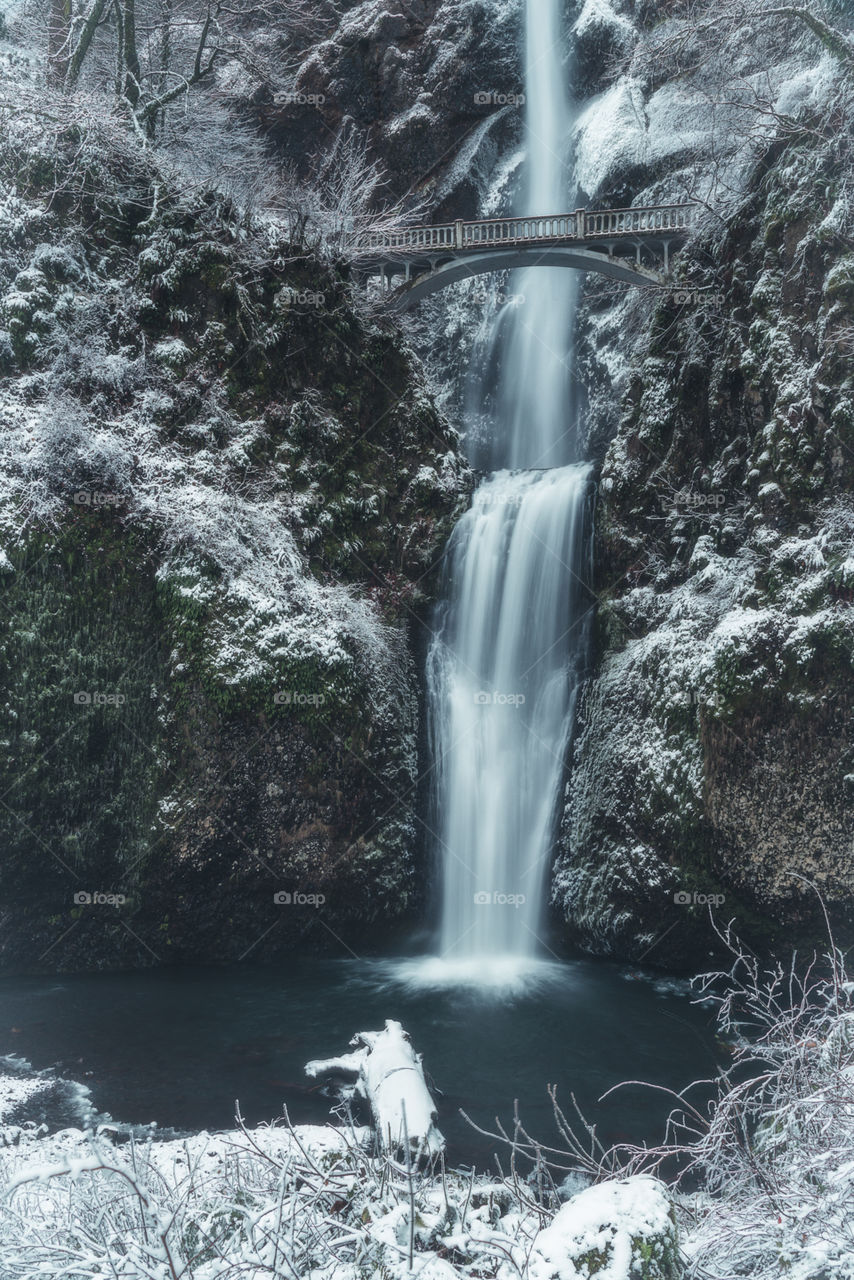 Multnomah Falls, Oregon, in winter 