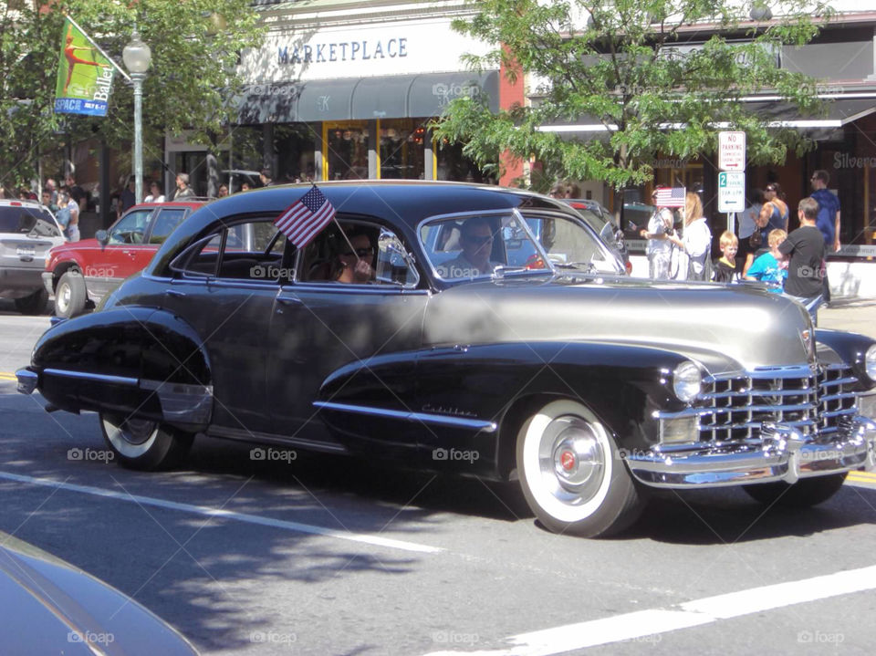 Classic car in parade.