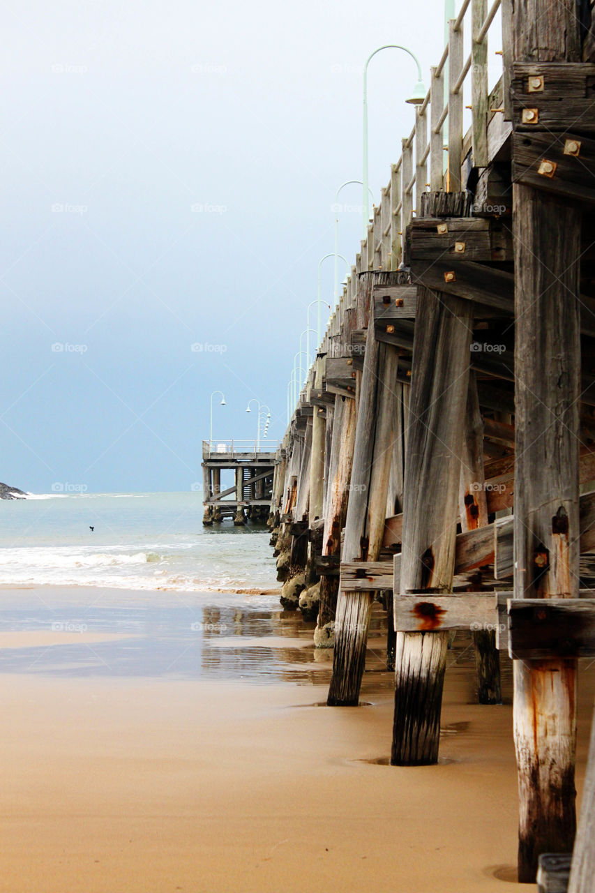 Wooden pier on beach