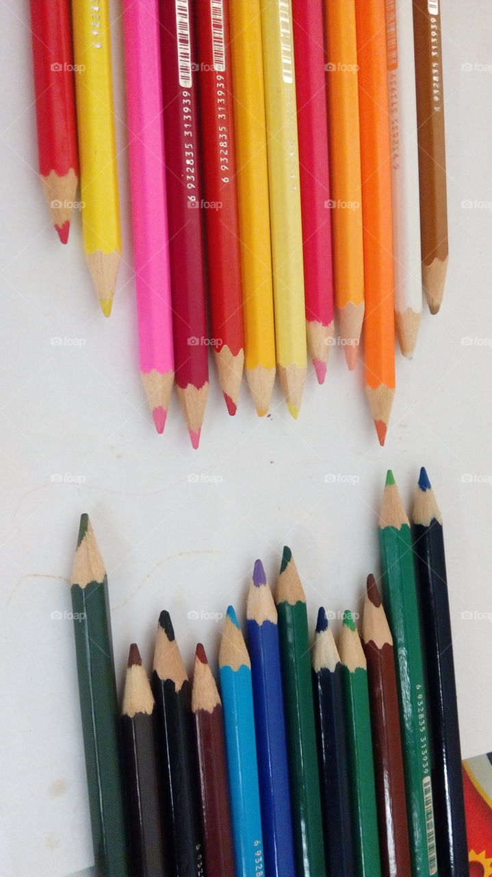 colored pencils. confrontation