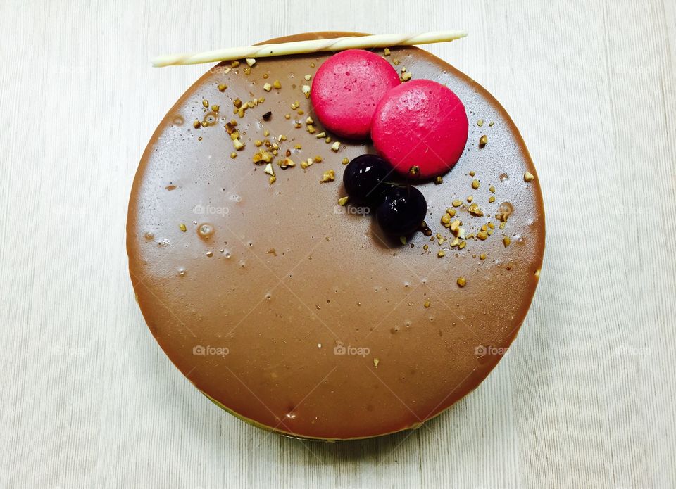 High angle view of cake on table