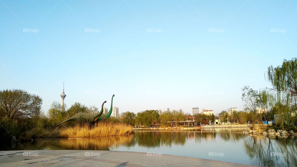 Dinosaur still here but not alive. Amazing photo captured from Tianjin Zoo, in China