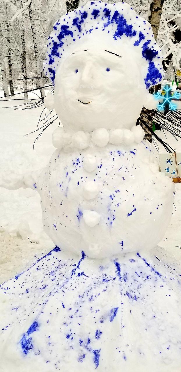 The snow woman is as big and powerful as the terminator