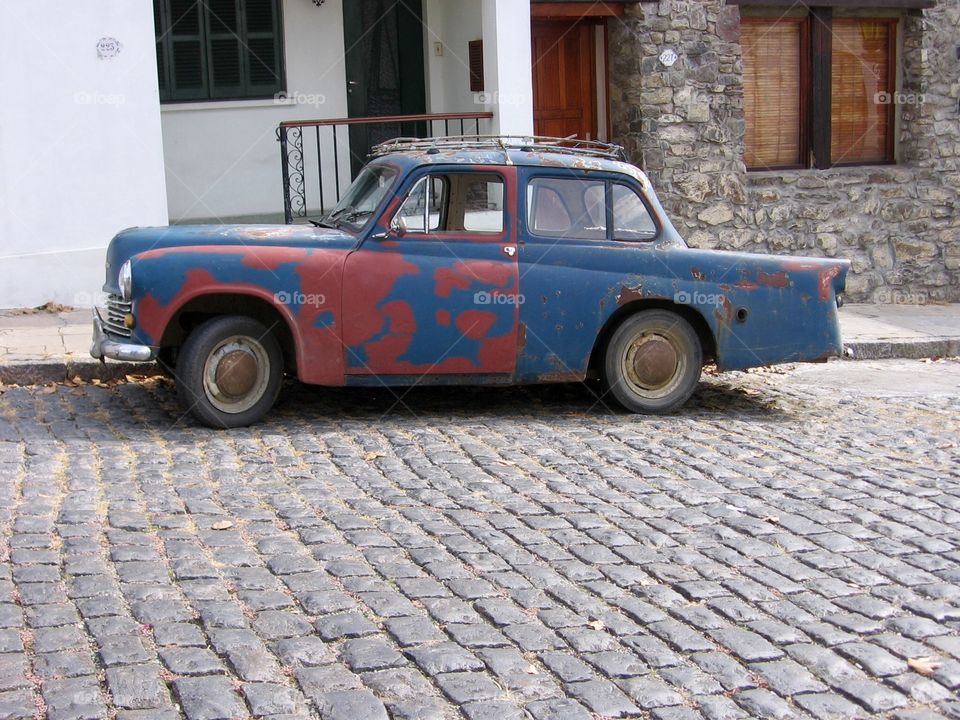 Brick Street. Classic Car in Colonia