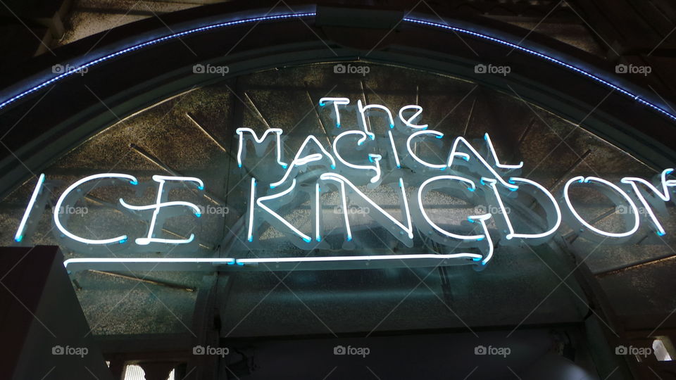 sign for the magical ice Kingdom in Hyde Park.  winter wonderland.  London