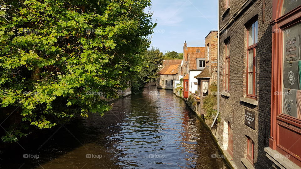 A canal in central Bruges, Belgium