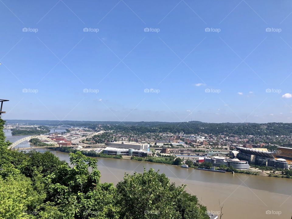 Pittsburgh Pennsylvania on a hot summer day. View from the incline.